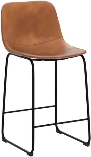 Miniatura 5 de Juego de 2 taburetes de bar, modernos taburetes de bar de altura de mostrador con respaldo, taburetes de bar de piel sintética de 26 pulgadas