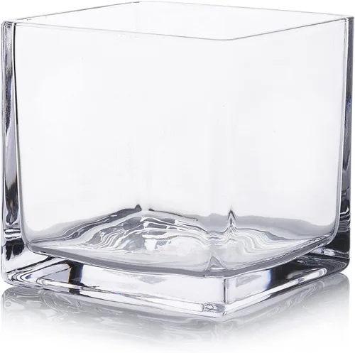 EnovaFloral - Jarrón cuadrado de cristal (4 x 4 pulgadas), juego de 1 con portavelas flotantes para centros de mesa de boda y decoración de oficina