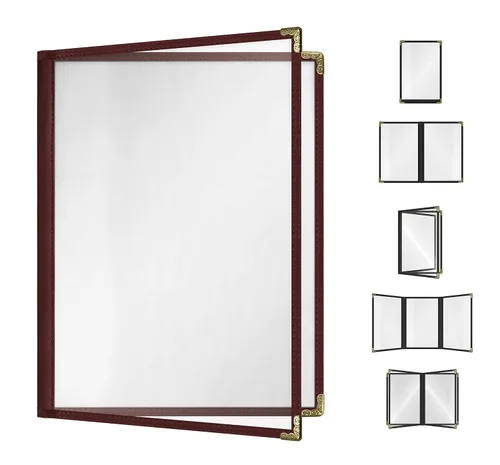 Miniatura 30 de Goodsmart - Fundas para menú de restaurante, paquete de 25 unidades, color negro, 2 vistas, soportes para menú de carga superior, cubiertas