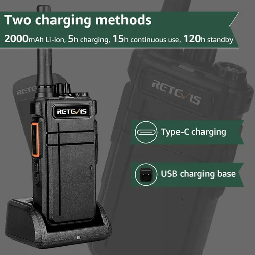 Miniatura 5 de Retevis Walkie Talkies RB37 Bluetooth, radio bidireccional Bluetooth, nueva versión, batería de larga duración de 2000 mAh y 120 h, auricular