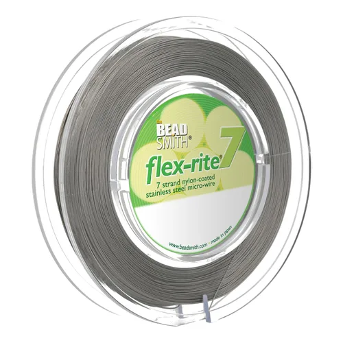 Miniatura 40 de The Beadsmith Flex-Rite - Alambre de acero inoxidable recubierto de nailon de 7 hebras, 0.007 pulgadas de diámetro, transparente, carrete de 30