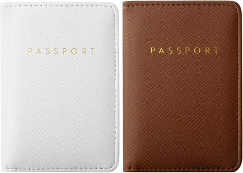 Miniatura 19 de 2 piezas de funda de pasaporte para viaje, impermeable, de cuero, cartera, libro de viaje, artículos esenciales para crucero para mujeres y hombres