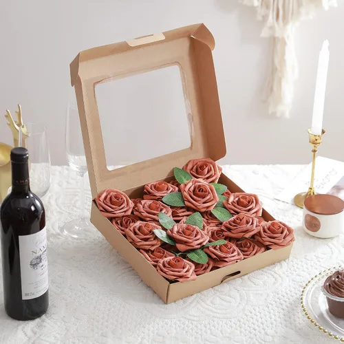 Miniatura 5 de Juego de flores artificiales, flores falsas para bricolaje, centros de mesa para bebé, ramo de novia, ramo de boda, arreglos de flores, velas