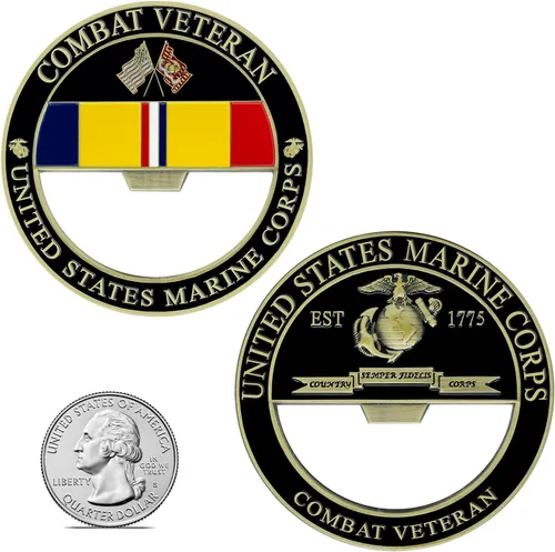 Miniatura 4 de USMC Combat Veterano Abrebotellas Moneda - Moneda de desafío del Cuerpo de Marines