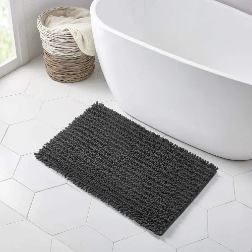 Miniatura 334 de Walensee Alfombra de baño antideslizante (24x17 pulgadas, rosa polvoriento) absorbente de agua, súper suave, lanuda de felpilla, lavable a máquina