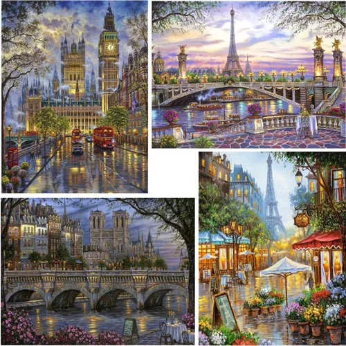 Miniatura 7 de LANDFAIR Kits de pintura de diamantes, 15 x 20 pulgadas, redondo de taladro completo Flower Shop de París, kits de arte de diamantes para adultos