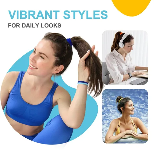 Miniatura 5 de Bandas pequeñas para el cabello sin costuras, liga para coleta que no daña de 4 cm (10 colores muilt)