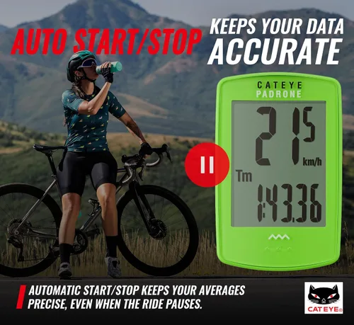 Miniatura 8 de CATEYE Computadora Inalámbrica para Bicicleta Padrone – Ciclocomputadora con Pantalla de Gran Tamaño, Velocímetro y Odómetro Inalámbricos, Montaje