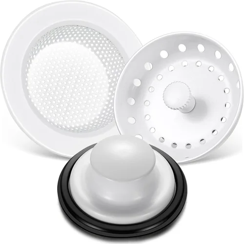 Miniatura 15 de Mudder 3 piezas de colador y tapón de drenaje para fregadero de cocina, tapón de eliminación de basura de acero inoxidable con asa, filtro universal