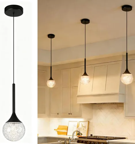 Miniatura 12 de Moderna lámpara colgante de cristal cromado, lámpara colgante de techo con forma de lágrima de luna, luz de isla de cocina, lámpara LED regulable