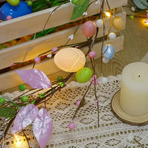 Miniatura 6 de ATDAWN Guirnalda de Navidad de huevo de Pascua de 6 pies, guirnalda de Navidad a pilas con luces, guirnalda de huevos de Navidad para Pascua