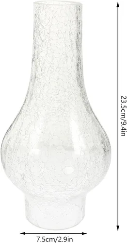 Miniatura 2 de GANAZONO Lámpara de aceite de vidrio agrietado vintage de 9.76 x 5.11 pulgadas, resistente al viento, lámpara de queroseno, reemplazo de pantalla