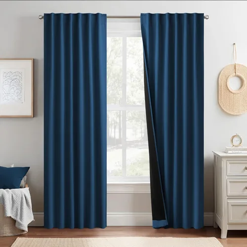Miniatura 24 de NICETOWN Paneles de cortinas totalmente opacas para dormitorio que reducen el frío, cubiertas de ventana súper gruesas aisladas, cortinas Biscotti