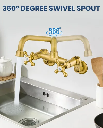 Miniatura 7 de Airuida Grifo de cocina de montaje en pared, boquilla de 6 pulgadas (5.9 in), grifo de fregadero de lavandería de montaje en pared, centro