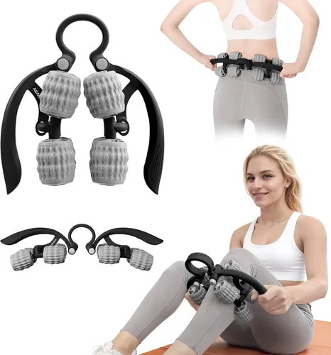 Miniatura 8 de Abahub Rodillo de masaje manual, rodillo de masaje para celulitis para hombres y mujeres, masajeador de fascia profunda para gimnasio en casa, Rosa