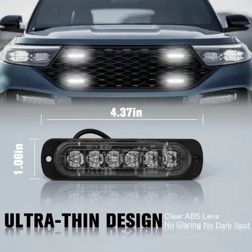 Miniatura 2 de DIBMS Barra de Luces Estroboscópicas LED de Emergencia 8x Blanco 6 LED Luz Estroboscópica de Advertencia Luz Intermitente de Emergencia Precaución