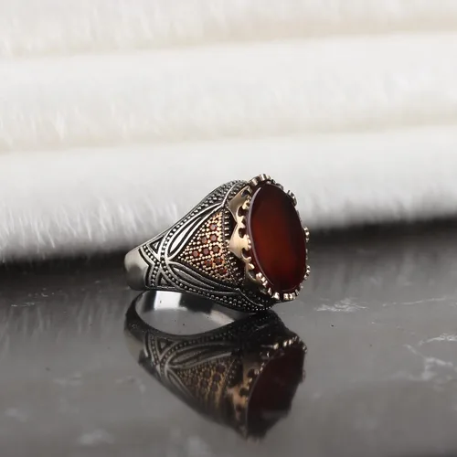 Anillo de plata de ley 925 para hombre, joyería de piedra de ágata, regalo vintage, ónix Aqeq, anillos para hombre, todos los tamaños