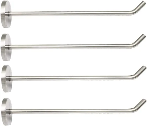 Gancho de montaje en pared de nariz corta de acero inoxidable cepillado, apto para cocina, dormitorio, sala de estar, baño, armarios y