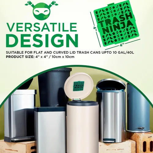 Miniatura 6 de Trash Ninja - Desodorizador y eliminador de olores (paquete de 2) para botes de basura de interiores de hasta 10 galones, fabricado con carbón
