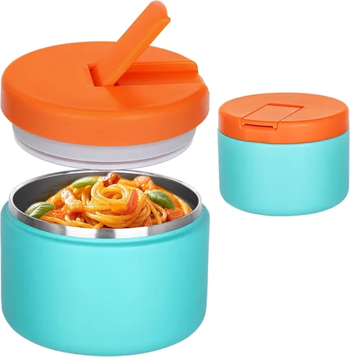 Miniatura 9 de Pawtong Tarro de comida aislado al vacío de 12 onzas con tapa de hebilla, termo de sopa de boca ancha para comida caliente para niños, contenedor