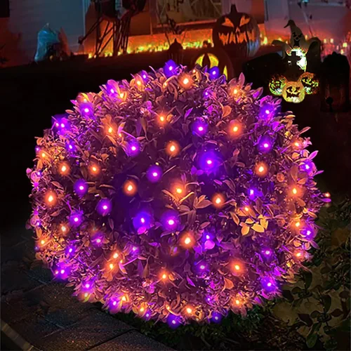 Miniatura 13 de HISHINY Red de luces LED rojas de Navidad para exteriores, cable verde de 100 luces LED de 5 x 5 pies, cable verde conectable para interiores y Rojo