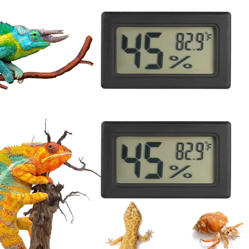 Termómetro y medidor de humedad para reptiles Termómetro digital de terrario rectangular Accesorios para jaula de dragón barbudo Medidor de
