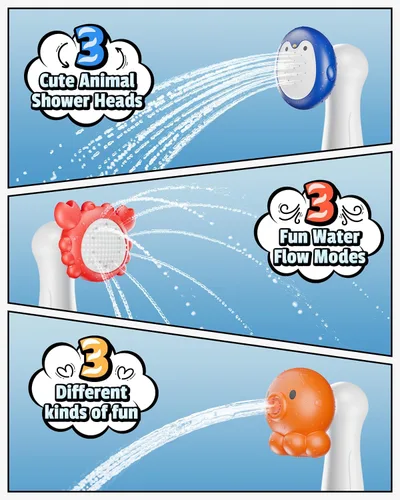 Miniatura 3 de HEMRLY Juguetes de baño para bebé, pantalla LED de temperatura del agua, juguetes de baño para bebés de 6 a 12 meses con tres cabezales de ducha