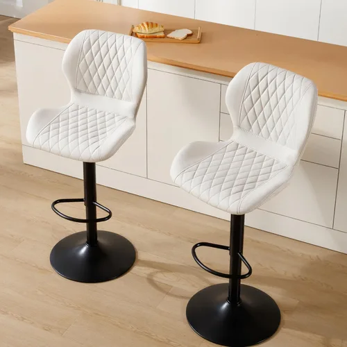 Miniatura 7 de Taburetes de bar modernos, taburetes de bar giratorios con respaldo alto, taburetes de bar de tela ajustables para sillas de isla de cocina