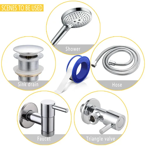 Miniatura 7 de VOTMELL 8 Rollos Cinta de Teflón para Fontaneros de 1/2 Pulgada (Ancho) X 520 Pulgadas (Largo), Cinta de Sellado de Tuberías y Roscas de Fontanería