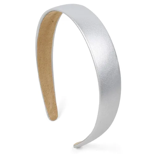 Miniatura 10 de Huachi Diademas negras para mujer, diadema negra de piel sintética para mujeres y niñas, banda de plástico duro para cabeza de colores sólidos
