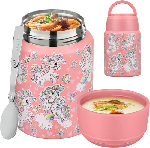 Miniatura 27 de Termo de sopa para comida caliente para niños, tarro de comida aislado de 16 onzas, contenedor térmico a prueba de fugas para niños, lonchera