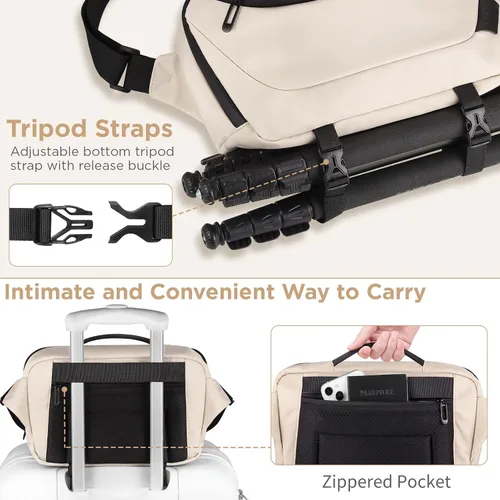 Miniatura 4 de TAAOKA Bolsa de Hombro para Cámara, Estuche para Cámara Impermeable con Soporte para Trípode, Bolsas para Cámaras DSLR/SLR/Sin Espejo Ligeras