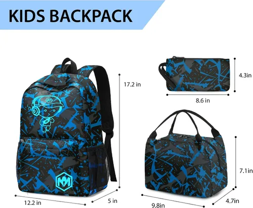 Miniatura 4 de Mochila escolar para estudiantes, mochila de viaje para adolescentes, Azul (Blue-3pcs)), 4347026043