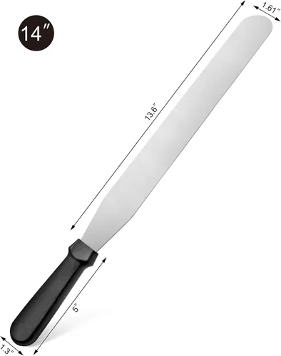 Miniatura 2 de New Star Foodservice Espátula de glaseado recta, hoja de 14 pulgadas, 19 pulgadas en total, espátula de acero inoxidable de grado de panadería