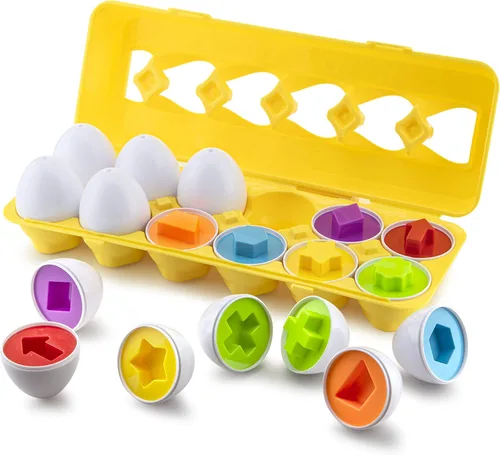 Play Brainy Huevos a juego de forma y color - Juguete de huevo de Pascua - Juguete educativo Montessori STEM para niños pequeños y preescolares -