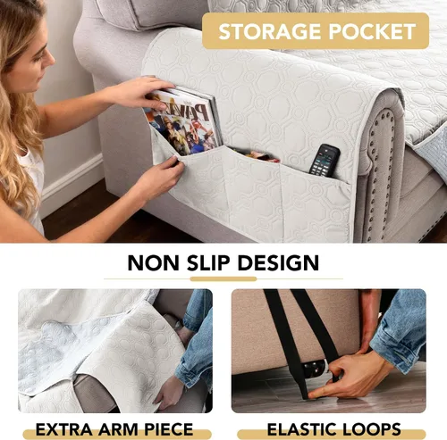 Miniatura 7 de H.VERSAILTEX Funda 100% Impermeable para Silla Gruesa y Duradera Fundas para Sofá para Perros Protector de Sofá Triple Antideslizante Fundas