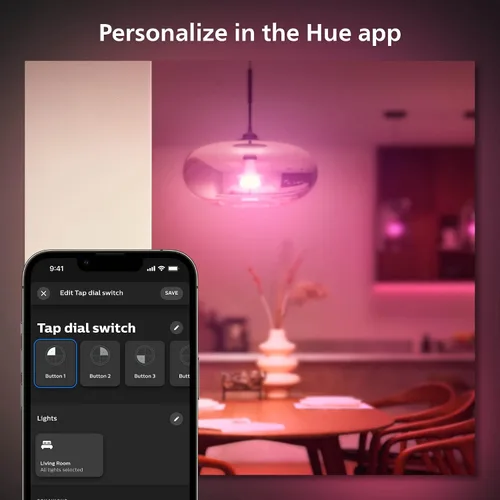 Miniatura 10 de Philips Hue (1) Interruptor de luz de esfera negra con (2) bombillas LED Smart 85W BR30, luz blanca y cambio de color ambiental de color, 1200 LM