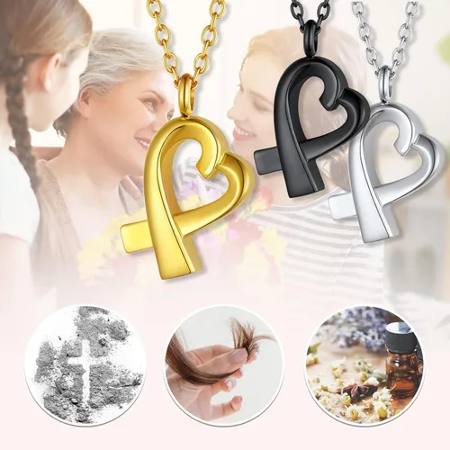 Miniatura 84 de FindChic Collares personalizados con urna para cenizas, barra vertical, gato, luna, reloj de arena, garra de perro, acero inoxidable, chapado en oro
