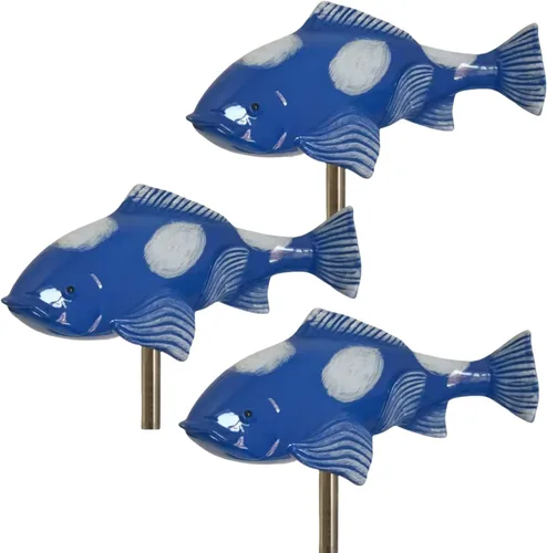 Miniatura 9 de Koi - Esculturas de resina de peces Koi con estaca, esculturas y estatuas de jardín de peces, 3 piezas de esculturas de peces para exteriores, Azul