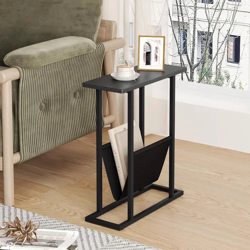 Miniatura 2 de Yusong - Mesa auxiliar estrecha para espacios pequeños, mesa auxiliar pequeña con soporte para revistas, mesa delgada y estrecha para sala de estar