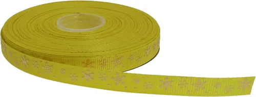 Miniatura 14 de Cinta de grogrén de copo de nieve con impresión dorada de 25 yardas cada rollo, borde tejido 100% poliéster (3/8 pulgadas, beige)