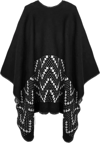 Miniatura 73 de Urban CoCo Poncho de colores para mujer, chal con frente abierto, color en bloques