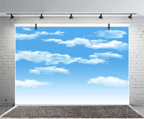 Miniatura 4 de AOFOTO Telón de fondo de nube blanca cielo azul de 5 x 3 pies para sesión de fotos de cielo soleado para fotografía de niños, recién nacidos, baby