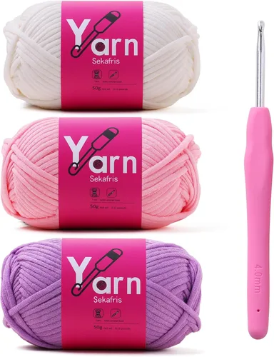 Miniatura 11 de Hilo de Crochet con Hilo de Algodón para Crochet – Hilos de Crochet Tejido para Principiantes con Puntadas Fáciles de Ver – Hilo para Crochet