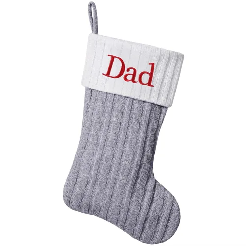 Miniatura 20 de Medias de Navidad personalizadas de 19 pulgadas con iniciales bordadas, medias de Navidad de punto negro para decoraciones de vacaciones familiares