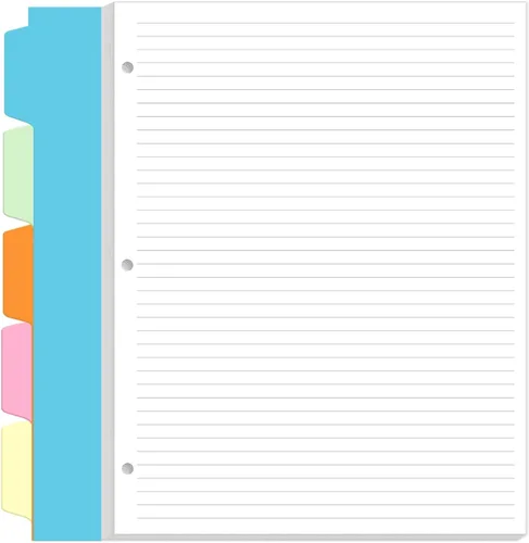 Miniatura 9 de Paquete de 2 recambios de papel rayado A6 para carpeta personal Filofax, 160 hojas/320 páginas de papel con 5 separadores de carpetas coloridos