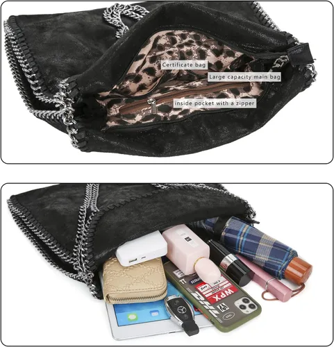 Miniatura 7 de JOTHIN Bolso grande para mujer, bolso cruzado con cadena, bolso de mano de diseñador para mujer, bolso de hombro (negro)