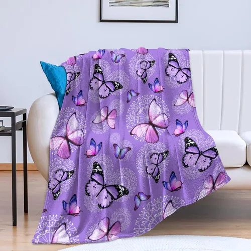 Miniatura 10 de Manta de mariposas azules, manta de franela ultra suave, hermosa manta de mariposa, regalos para adultos y niños, 50 x 40 pulgadas