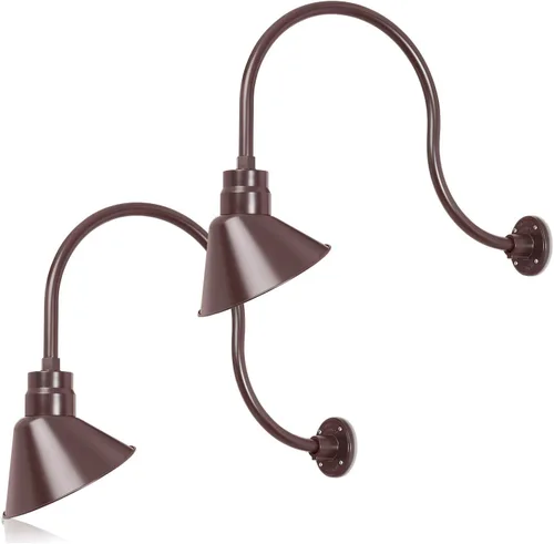 Miniatura 24 de Lámpara de señal de cuello de cisne con pantalla angular negra satinada de 10 pulgadas con brazo de extensión largo de 22 pulgadas, aplique de pared