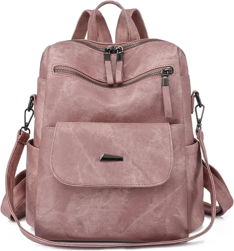 Miniatura 11 de Mochila para mujer, mochila de piel sintética, mochila antirrobo, mochila antirrobo de viaje, multiusos, ligera, impermeable, convertible, bolsa